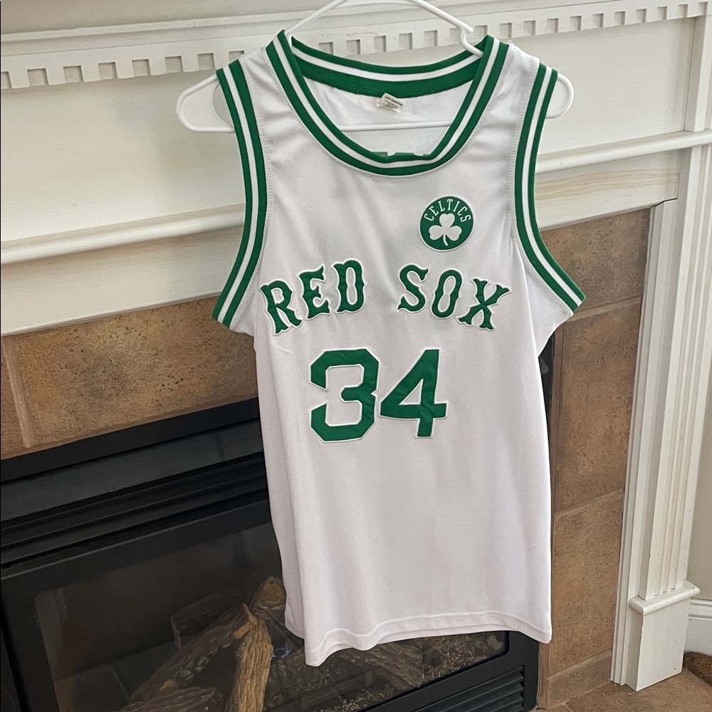 Unisex White and Green Red Sox Jersey